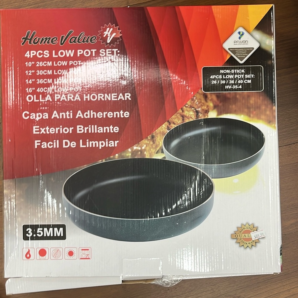 Four piece low pot set nonstick